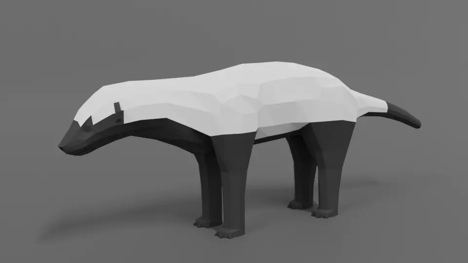 Low Poly Cartoon Honey Badger Low-poly 3D model_0