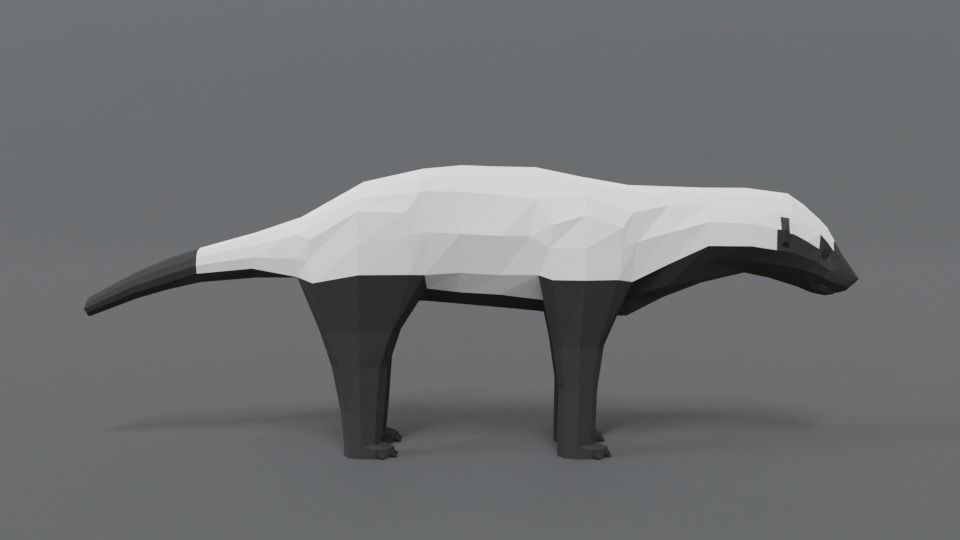 Low Poly Cartoon Honey Badger Low-poly 3D model_5