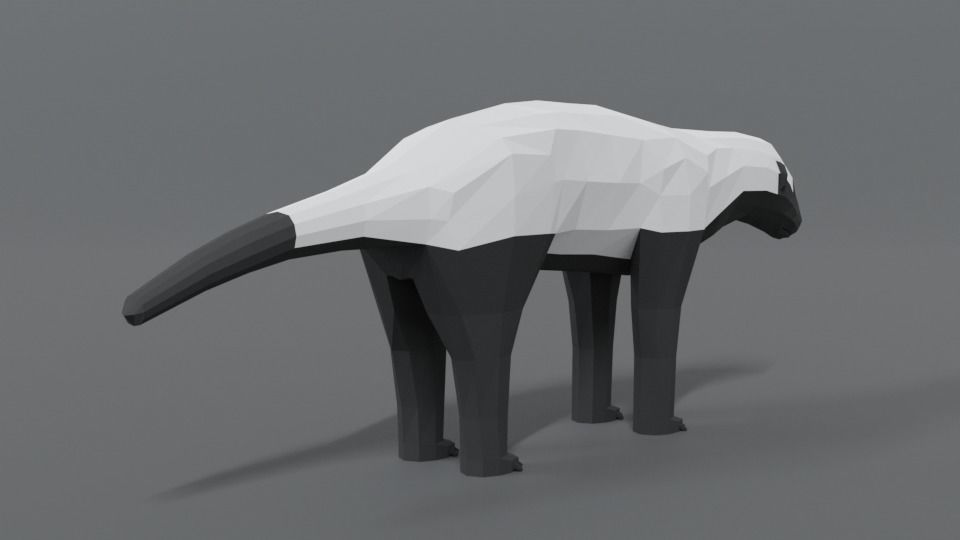 Low Poly Cartoon Honey Badger Low-poly 3D model_4