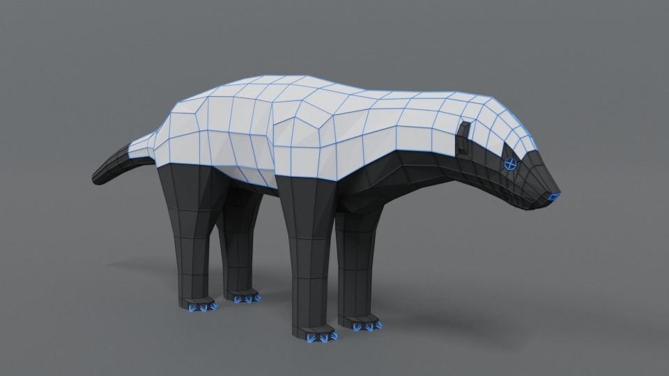 Low Poly Cartoon Honey Badger Low-poly 3D model_16