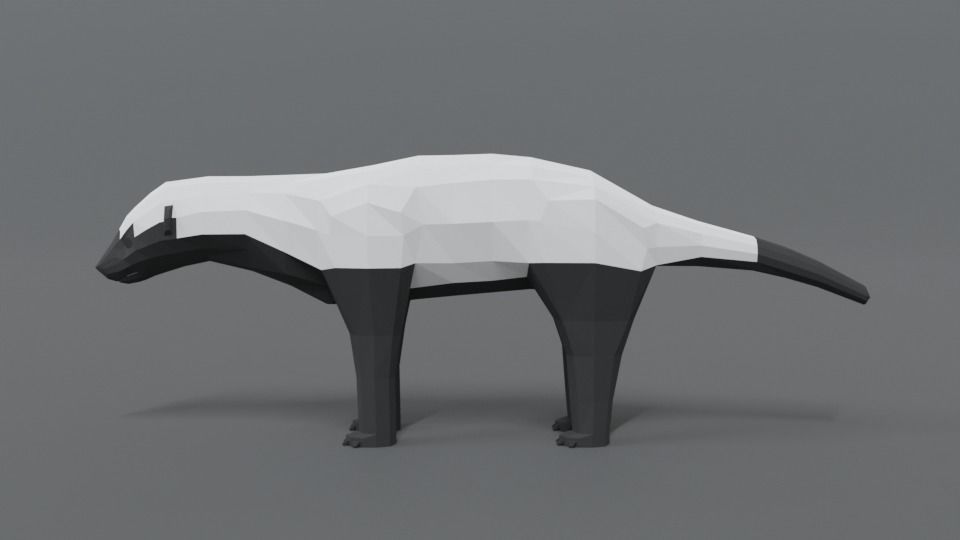 Low Poly Cartoon Honey Badger Low-poly 3D model_1