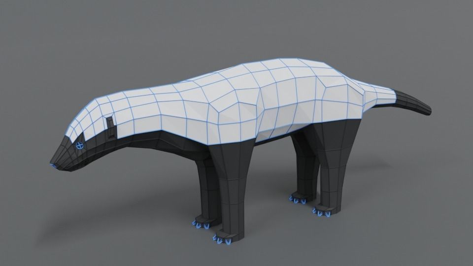Low Poly Cartoon Honey Badger Low-poly 3D model_9