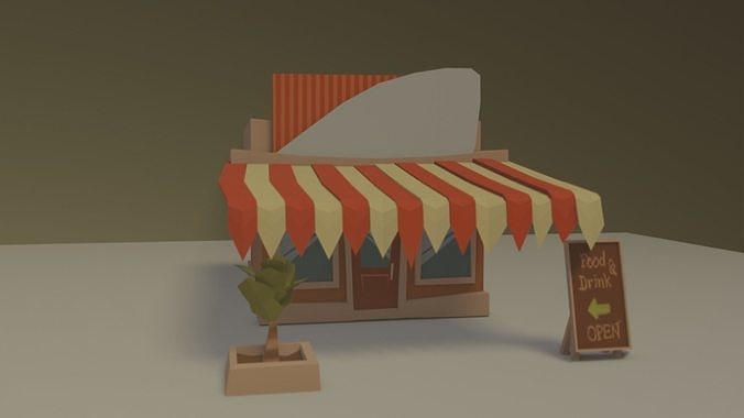  Desert Coffee - Restaurant Low-poly 3D model