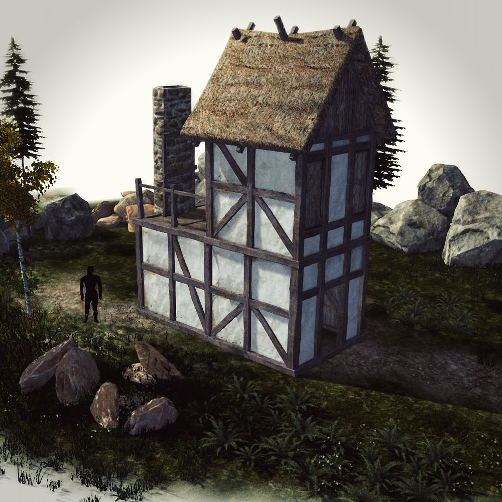 15 Medieval Buildings and 12 Props for Games Low-poly 3D model_18