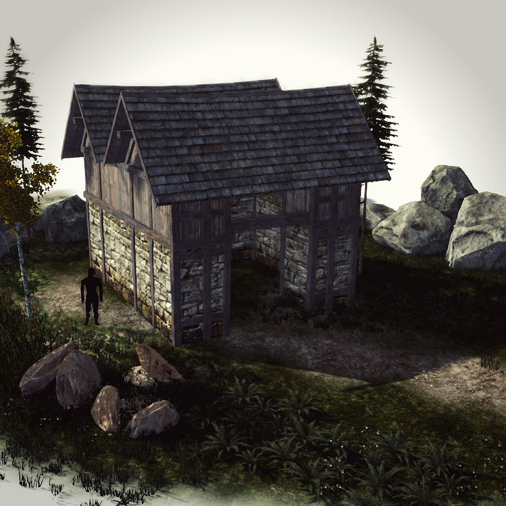 15 Medieval Buildings and 12 Props for Games Low-poly 3D model_7