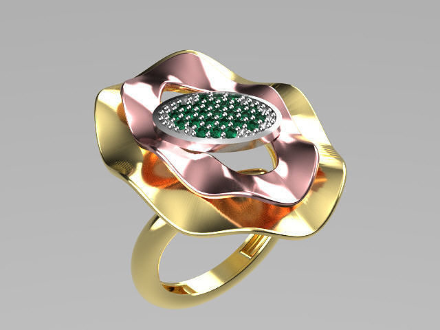 women ring 3 parts r00081 3D print model