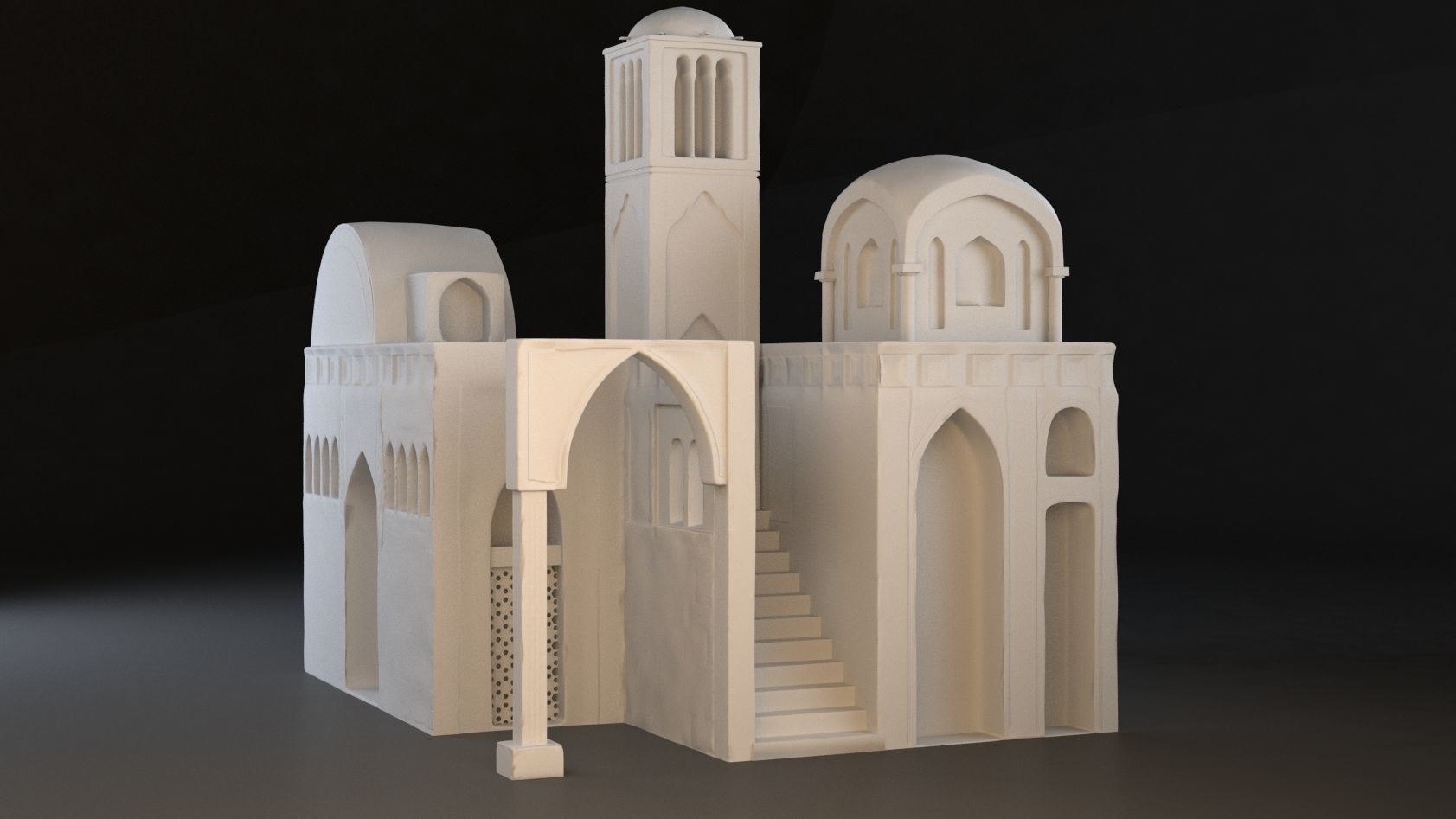 Old Eastern Building Low-poly 3D model_9