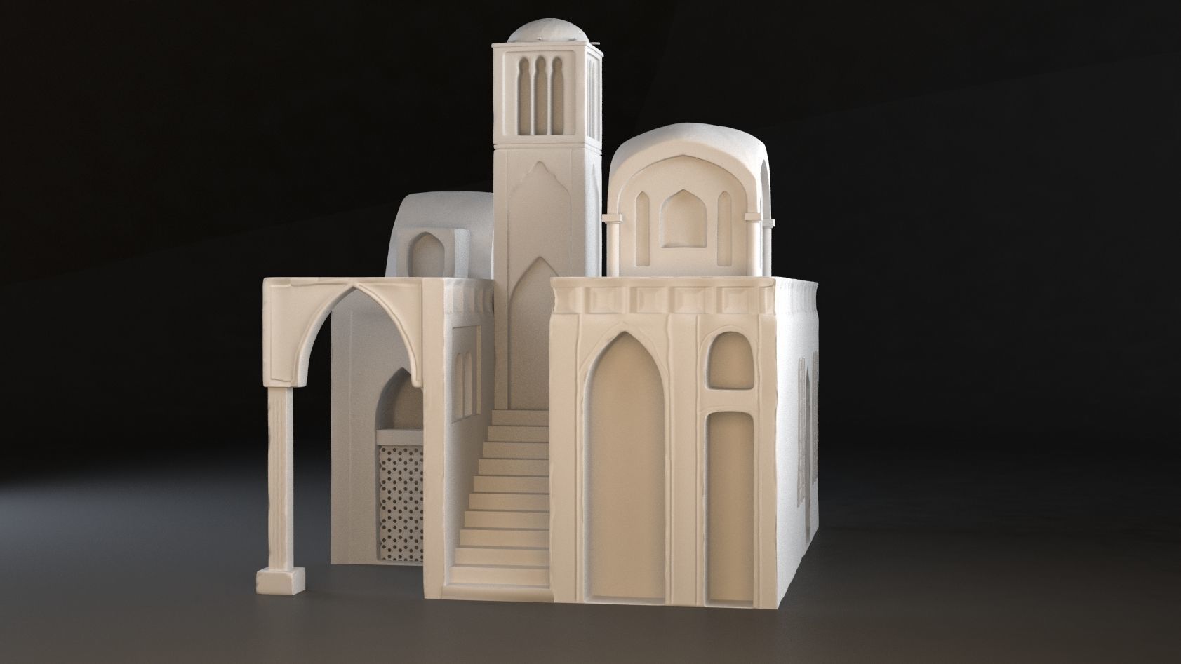 Old Eastern Building Low-poly 3D model_8