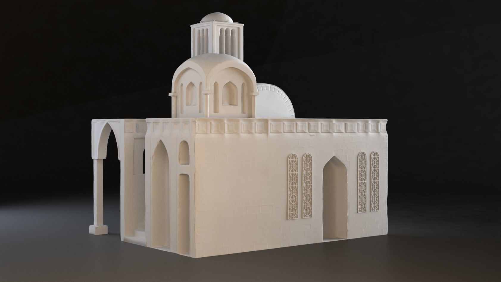 Old Eastern Building Low-poly 3D model_7