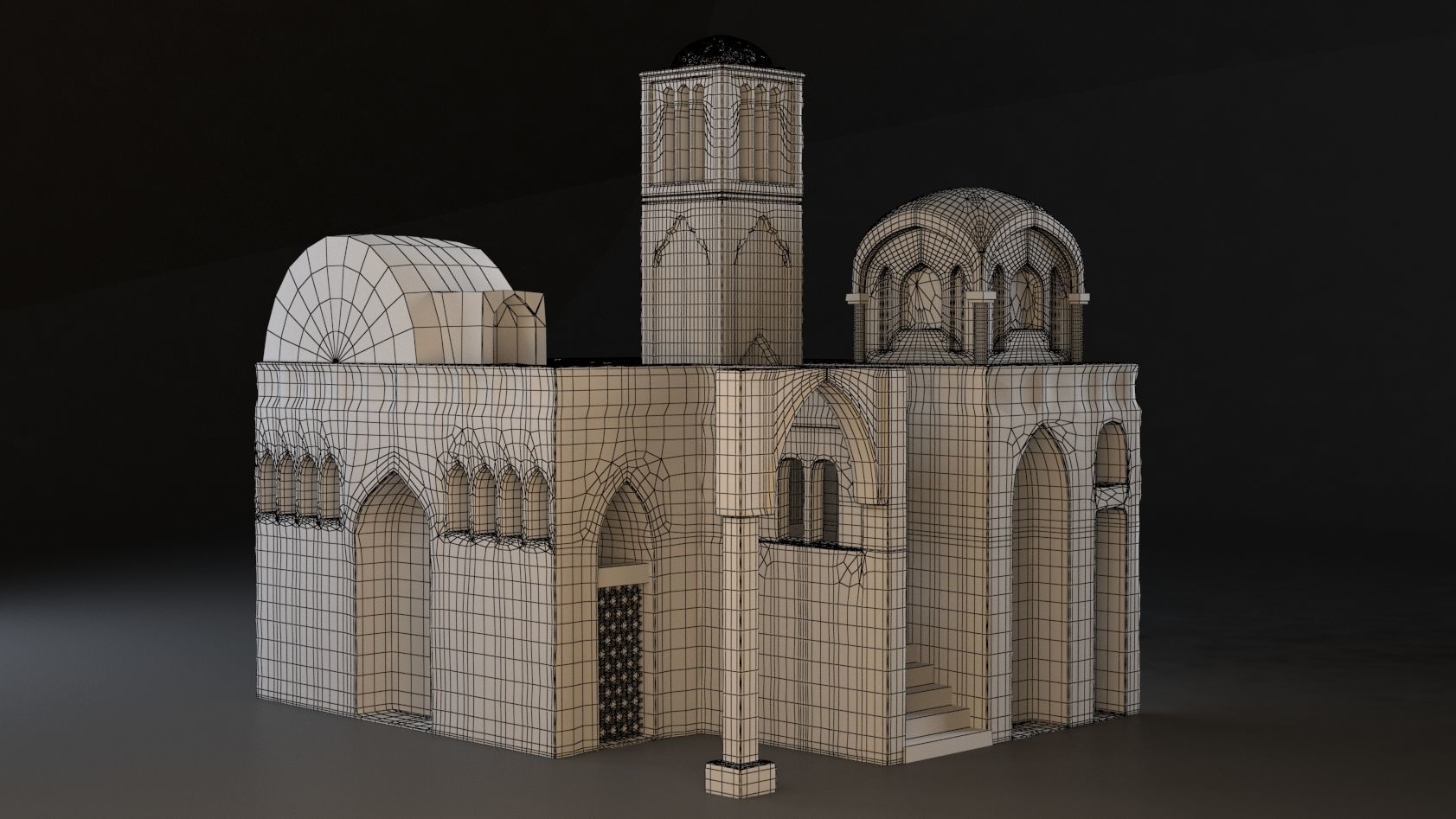 Old Eastern Building Low-poly 3D model_1