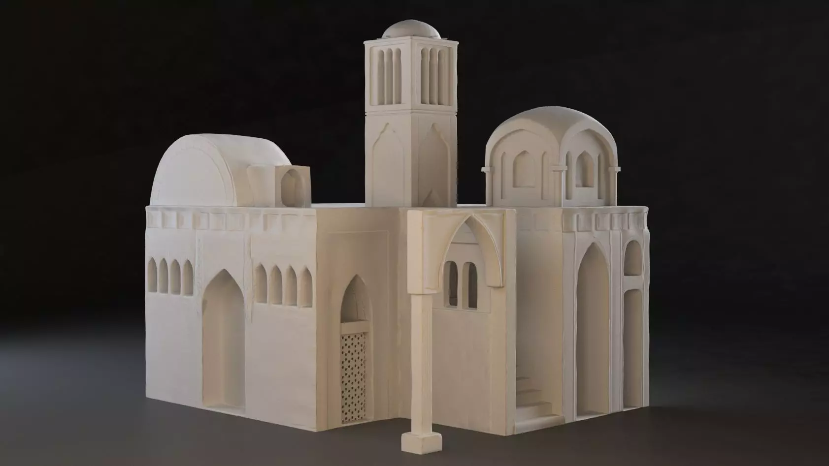 Old Eastern Building Low-poly 3D model_0