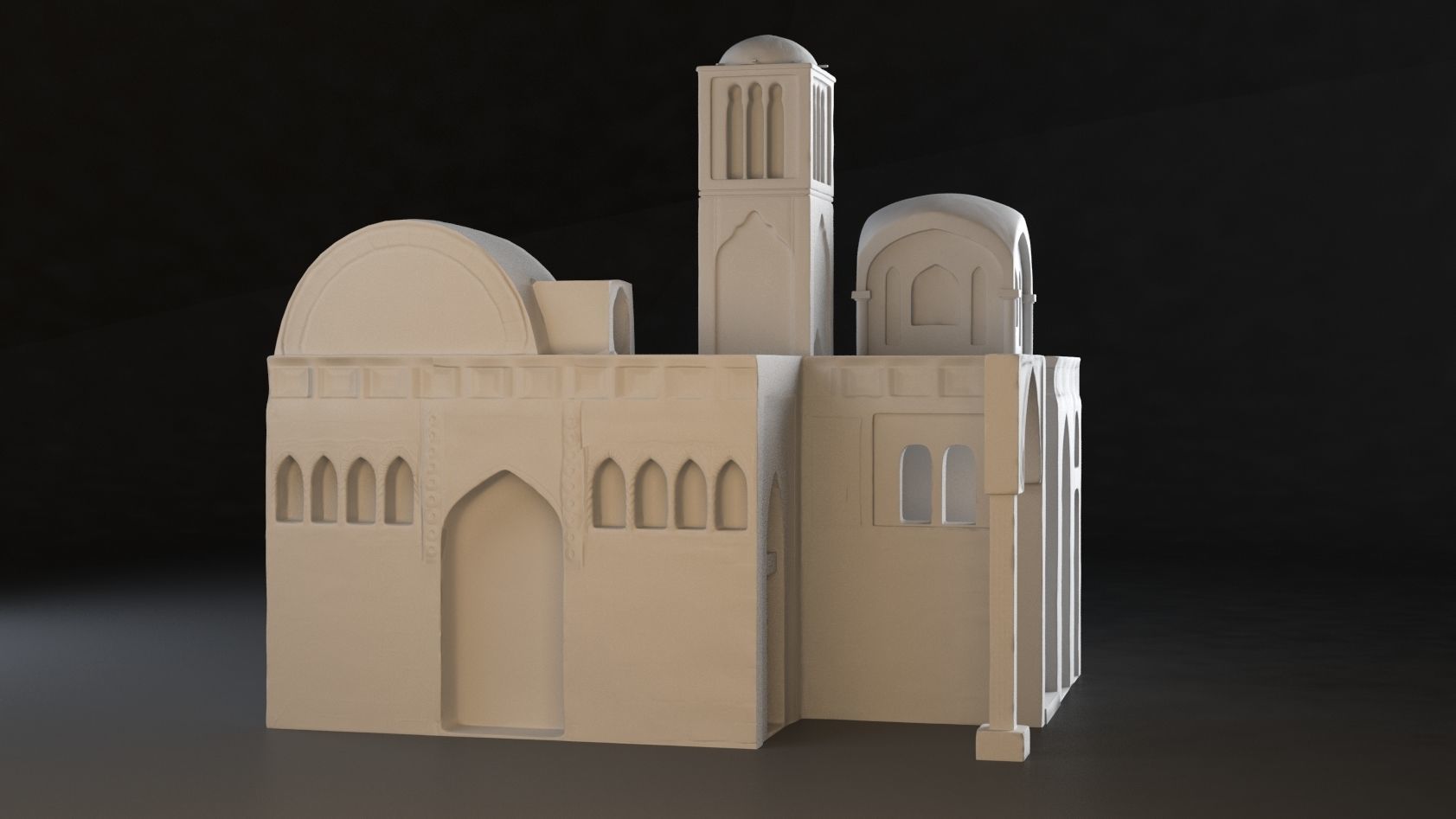 Old Eastern Building Low-poly 3D model_3
