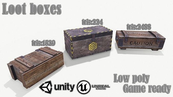 Loot Boxes 02 Low-poly 3D model