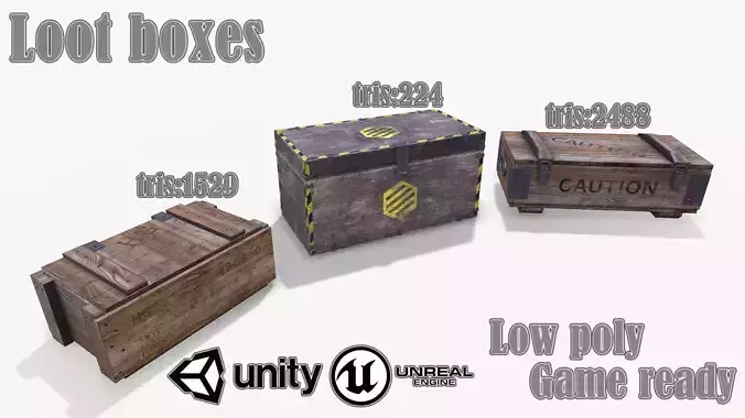 Loot Boxes 02 Low-poly 3D model