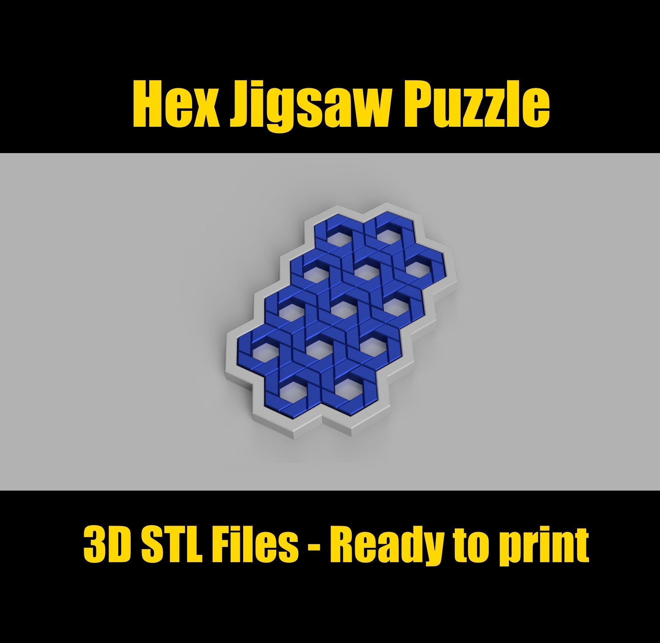 Hex jigsaw puzzle - STL Files 3D print model_2