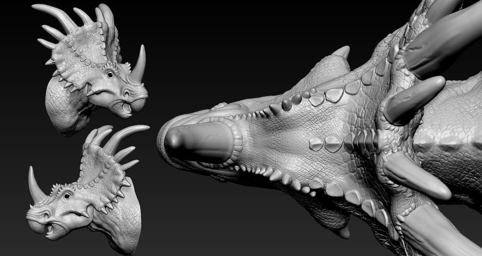 Triceratops Head 3D print model_4