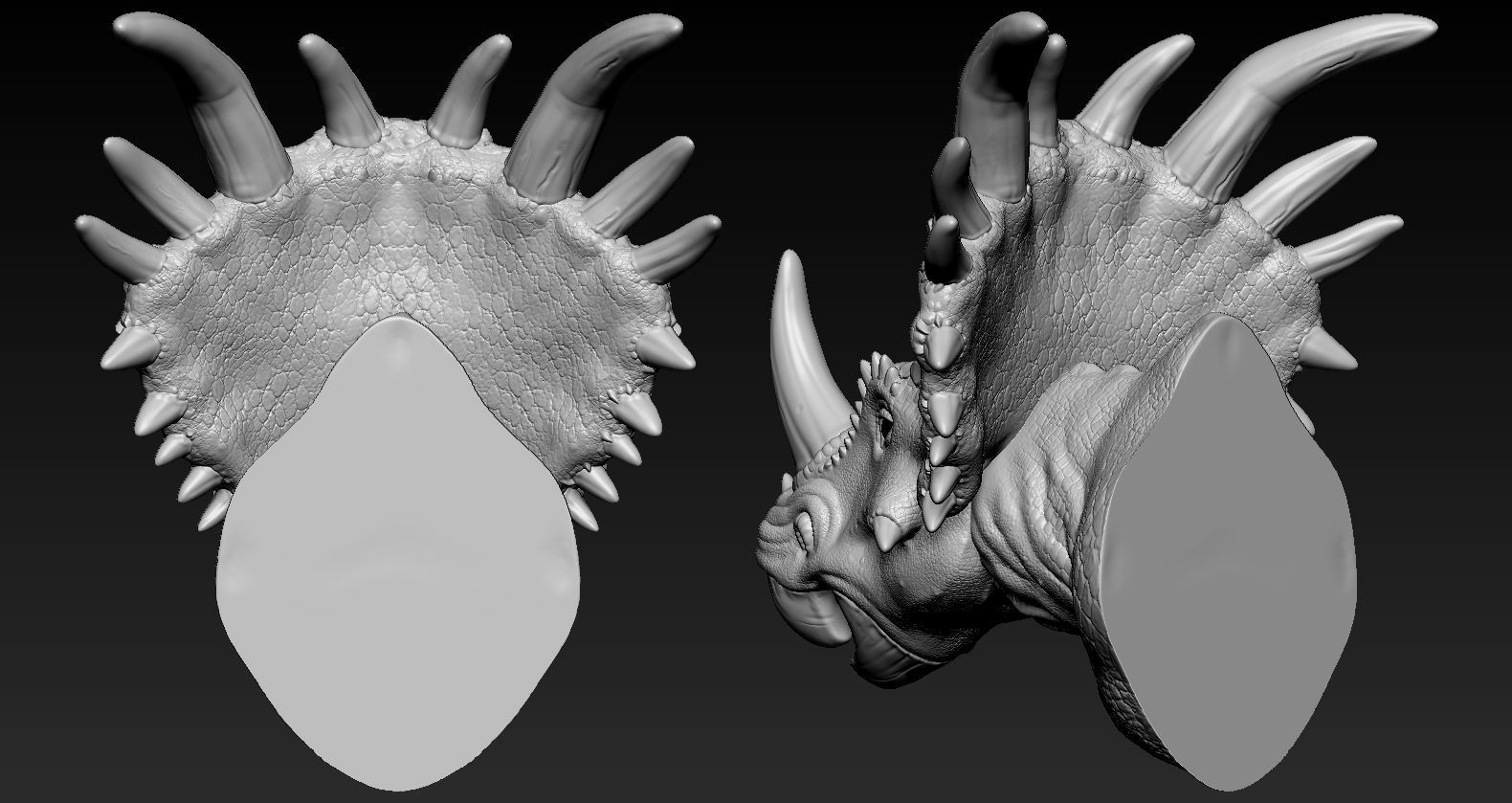 Triceratops Head 3D print model_7