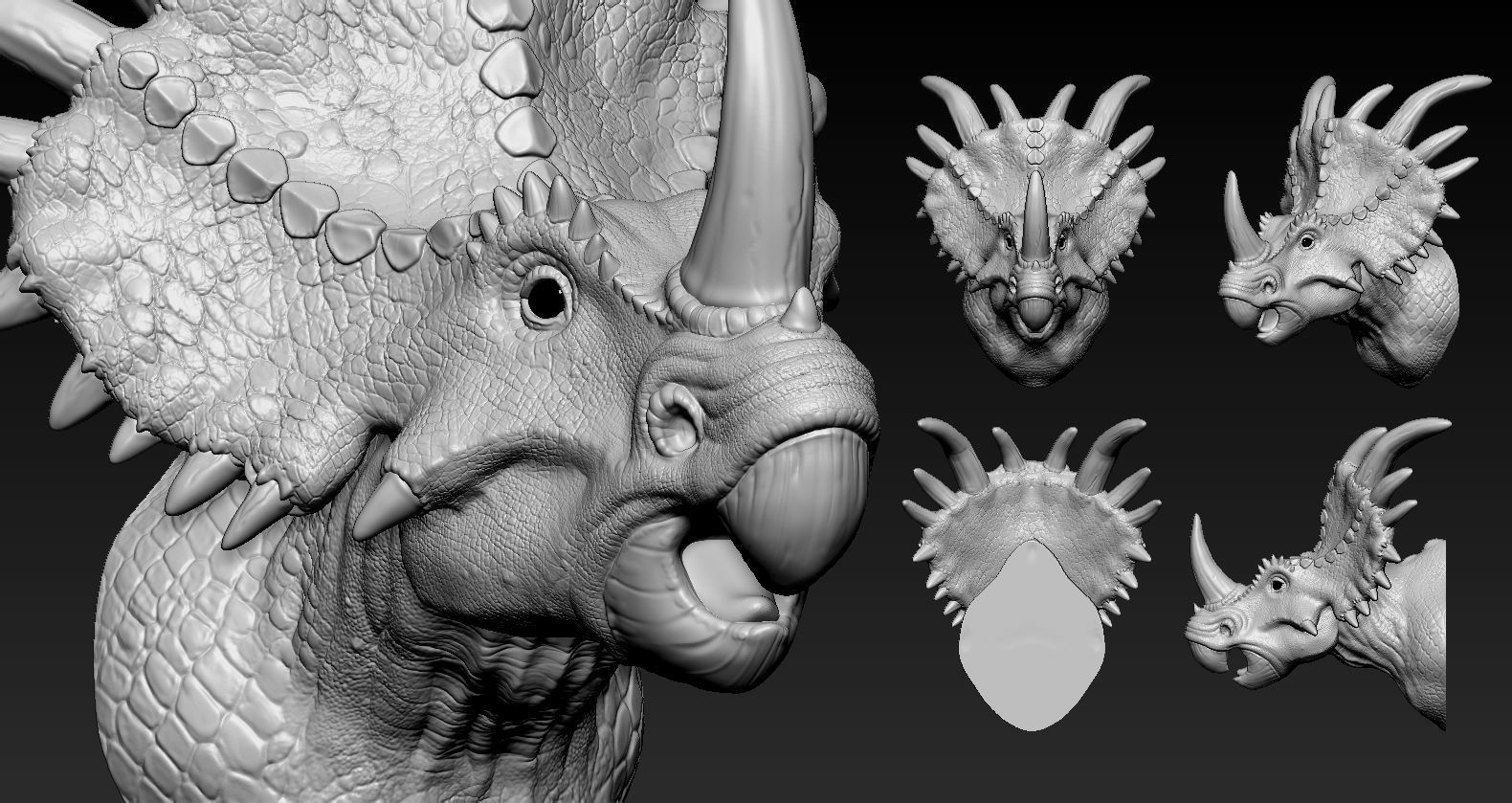 Triceratops Head 3D print model_2