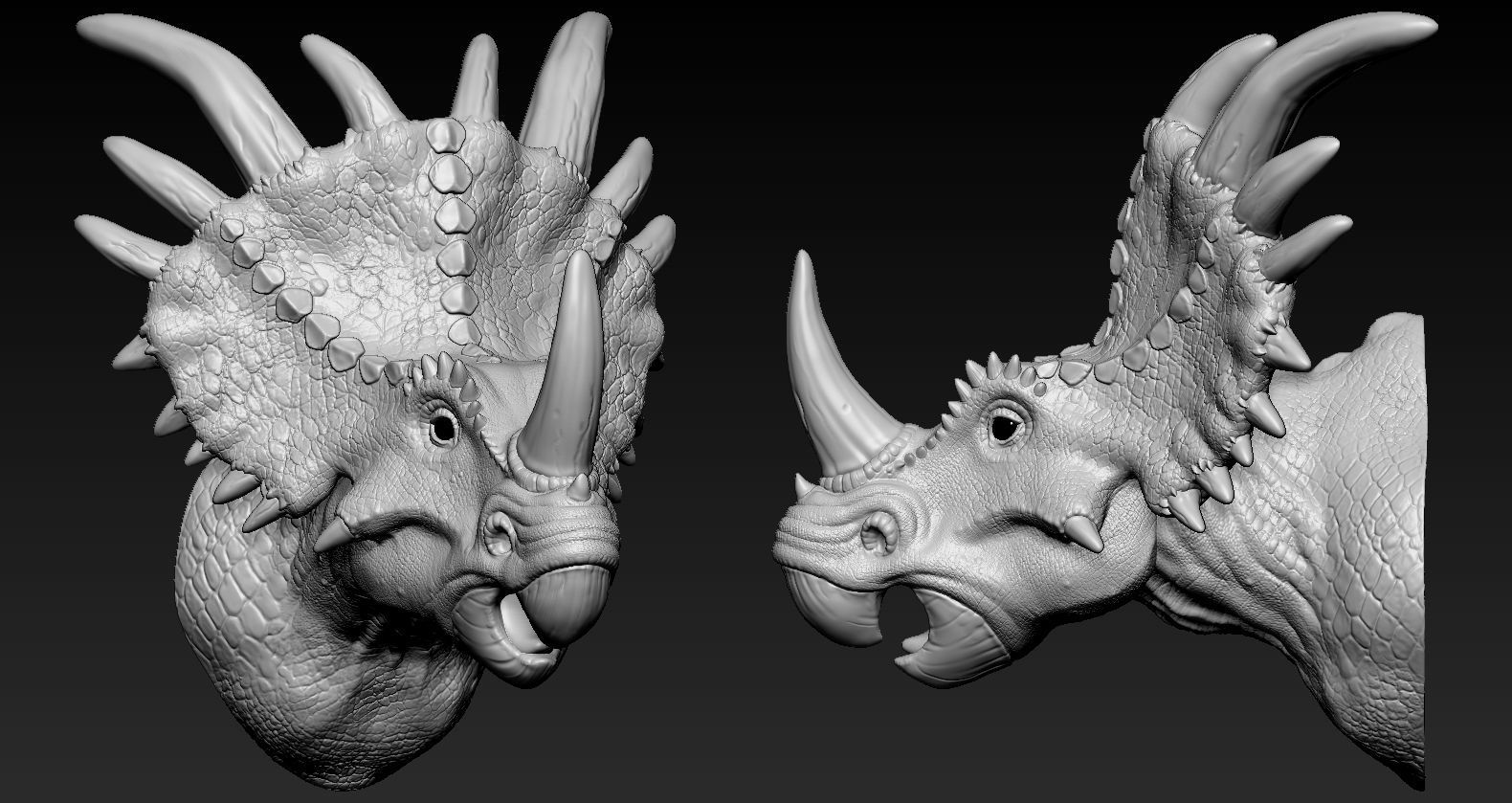 Triceratops Head 3D print model_6