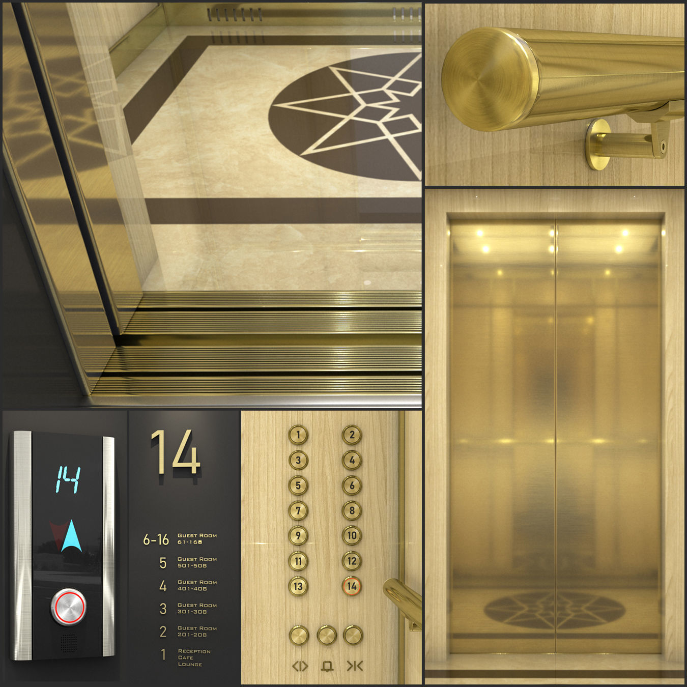 Beautiful elevator set 3D model_2