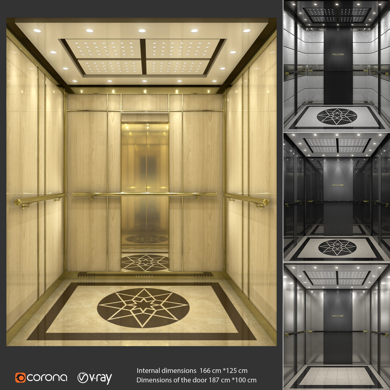 Beautiful elevator set 3D model_1