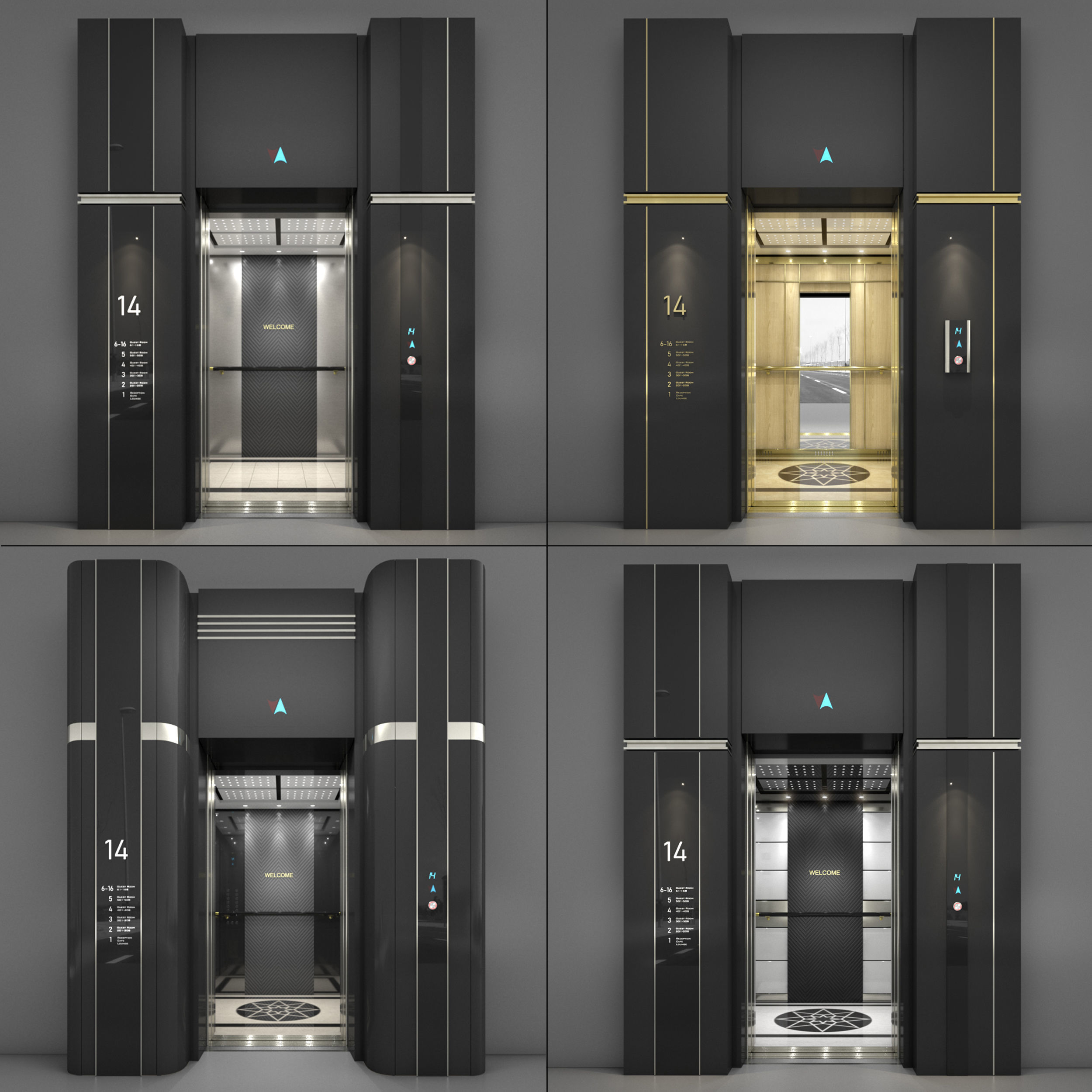 Beautiful elevator set 3D model_3
