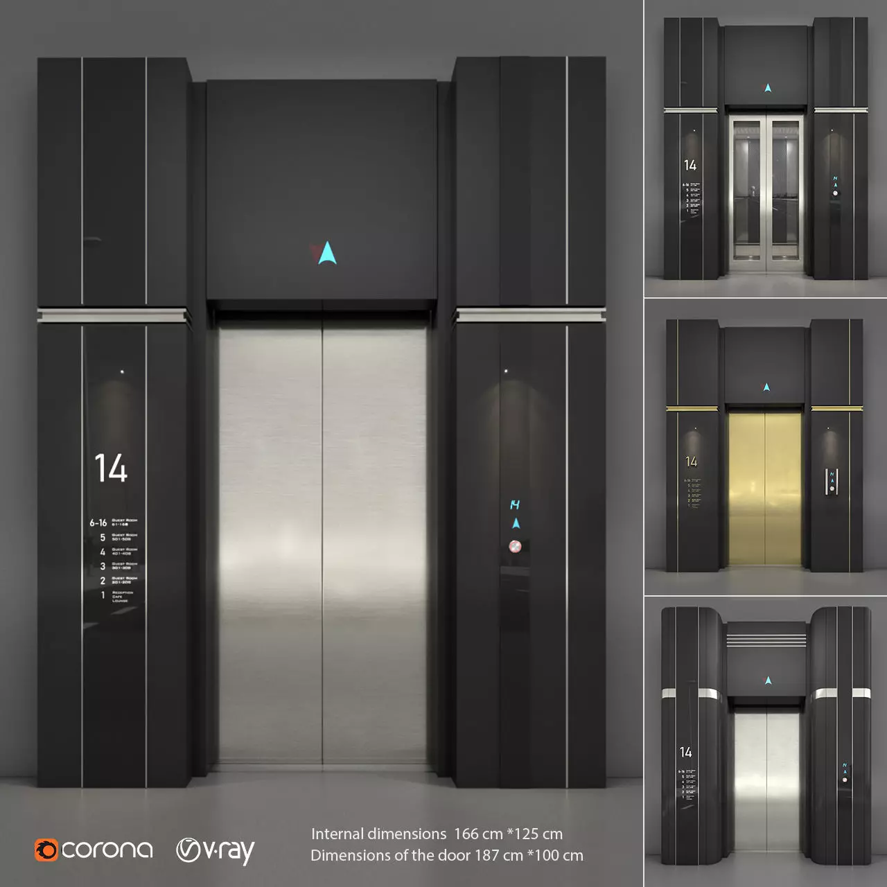 Beautiful elevator set 3D model_0
