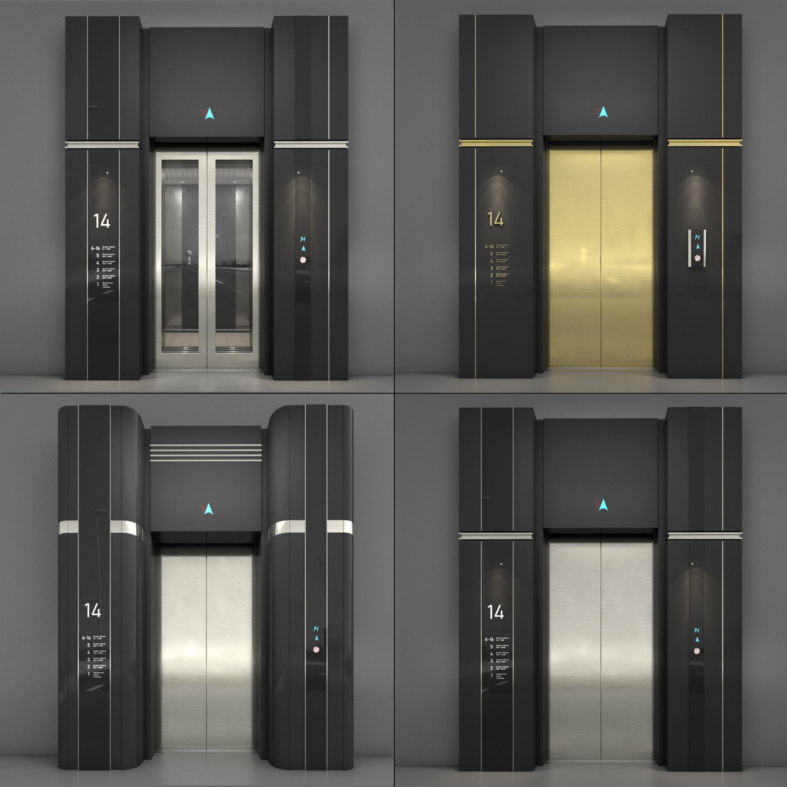 Beautiful elevator set 3D model_4
