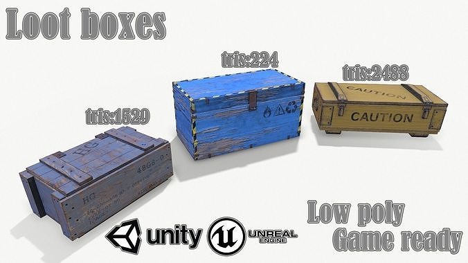 Loot Boxes 03 Low-poly 3D model