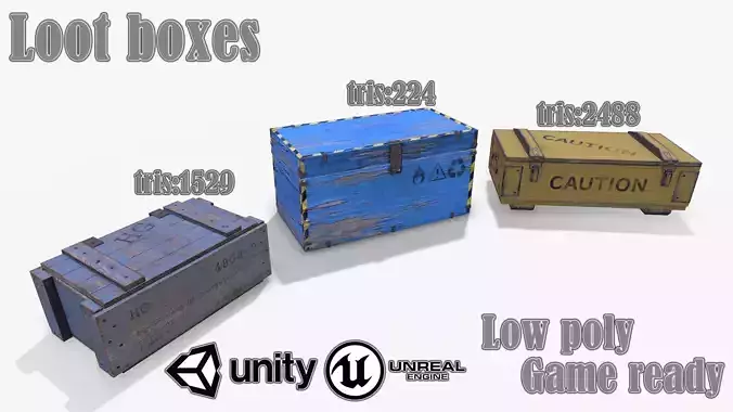 Loot Boxes 03 Low-poly 3D model