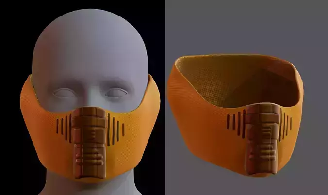 Gas mask helmet 3d model scifi Low-poly 