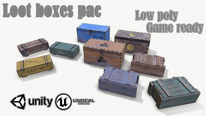 Loot Boxes pac Low-poly 3D model