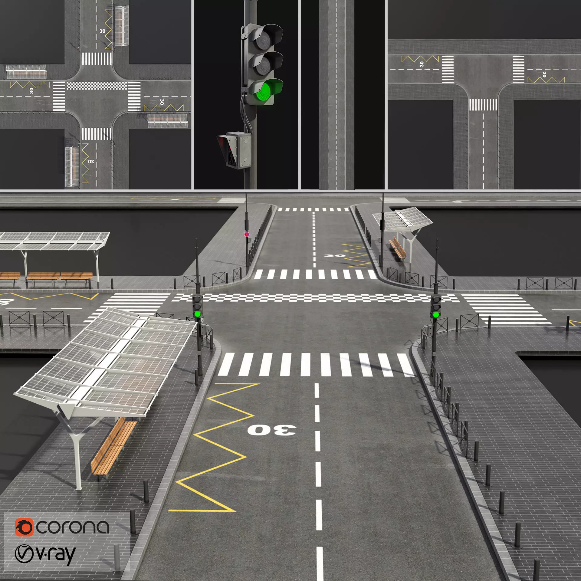 Gray street 3D model_0