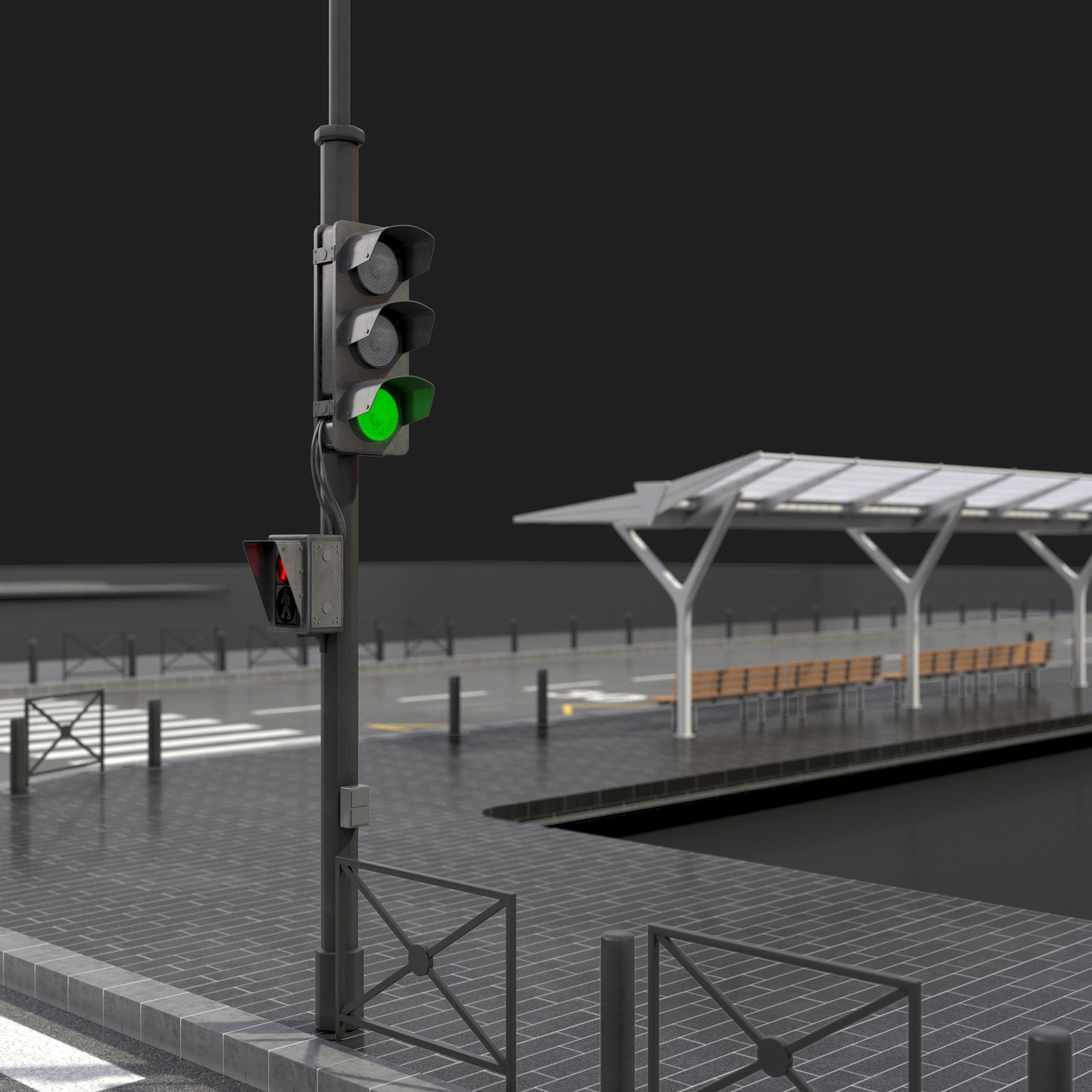 Gray street 3D model_5