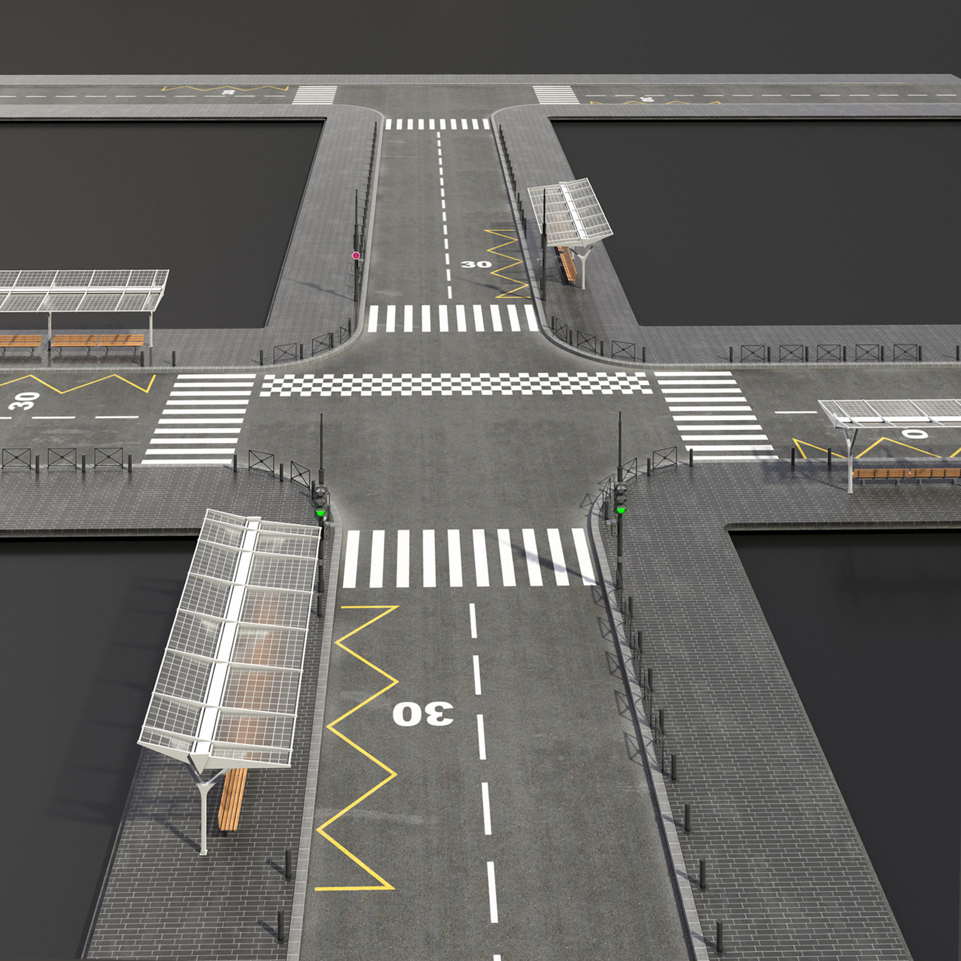 Gray street 3D model_3