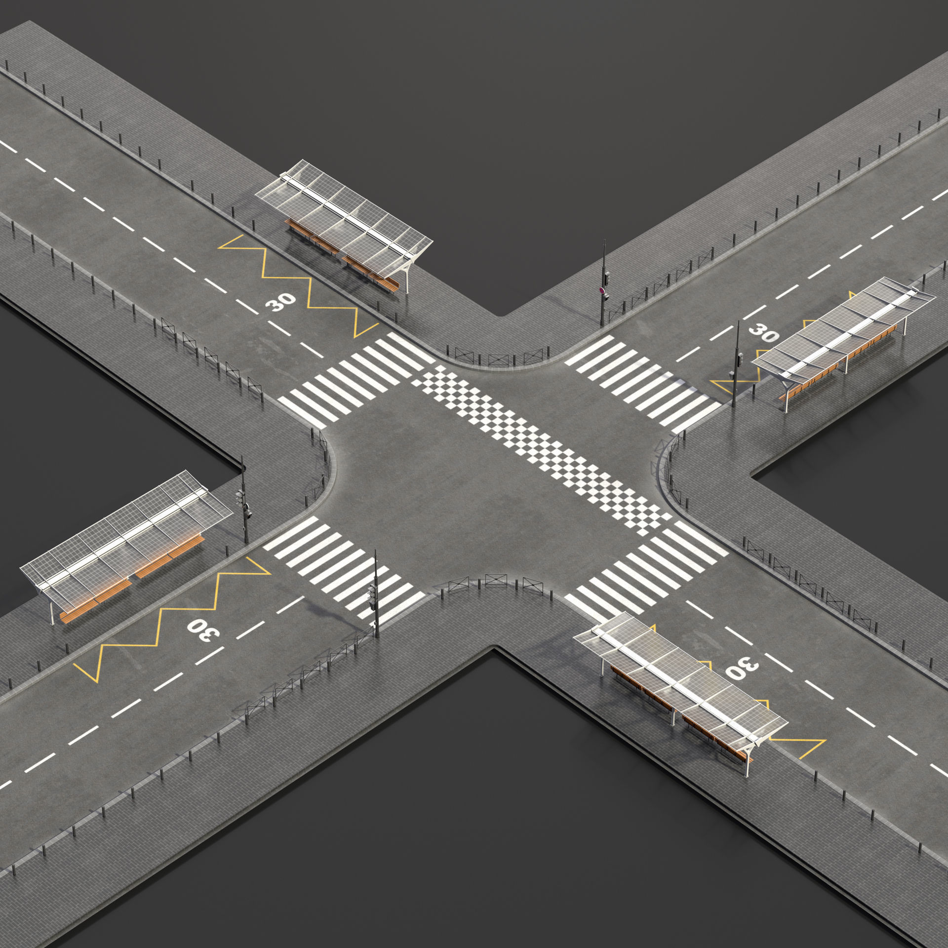 Gray street 3D model_4