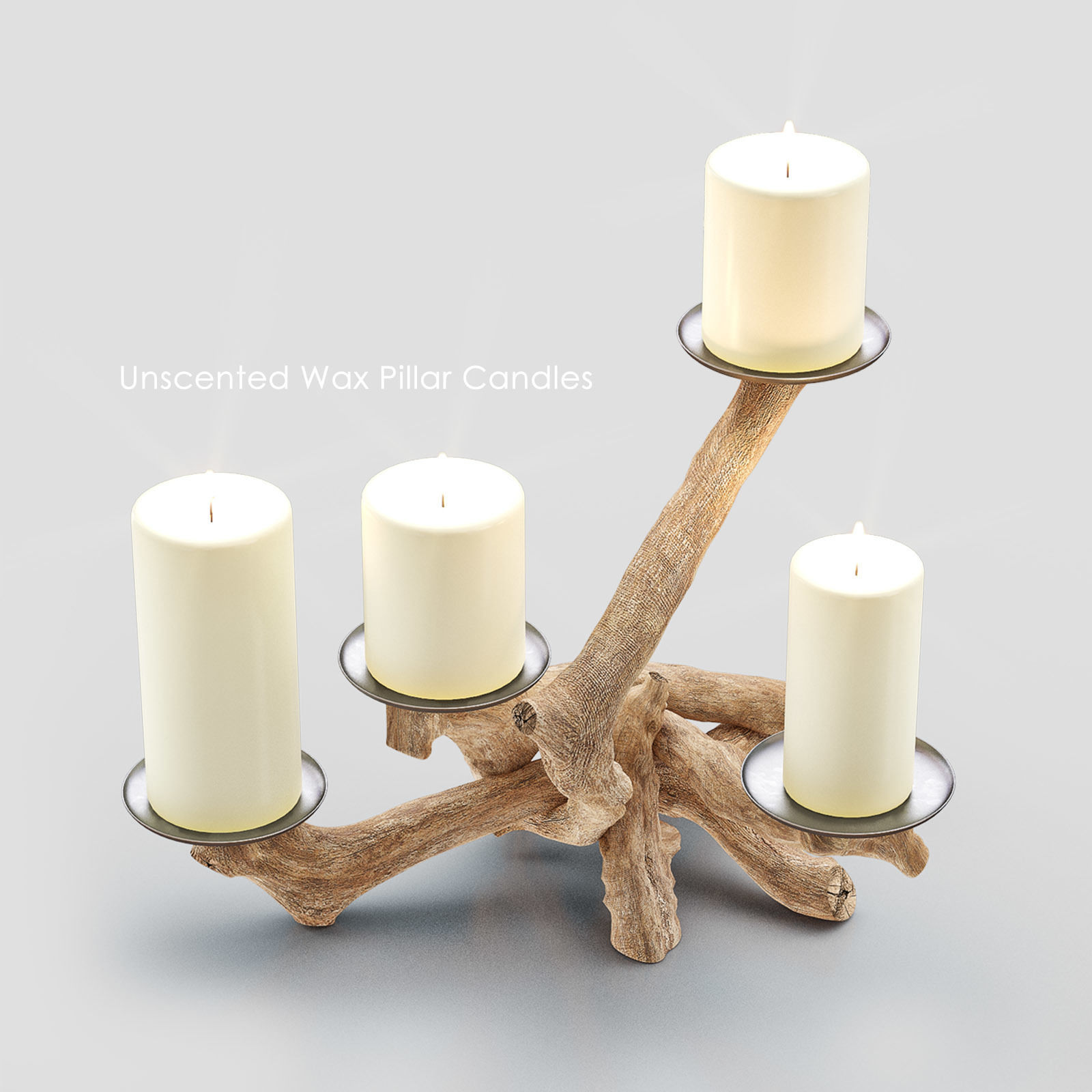 HANDMADE Driftwood Pillar Holder 3D model_2