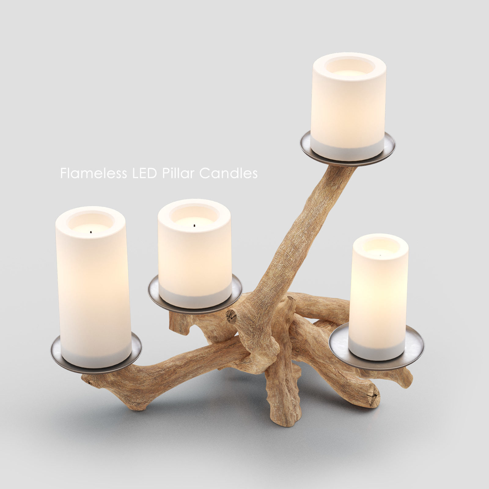 HANDMADE Driftwood Pillar Holder 3D model_1