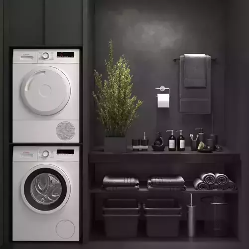 Dark bathroom accessories 3D model