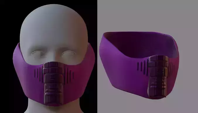 Gas mask helmet 3d model scifi Low-poly 