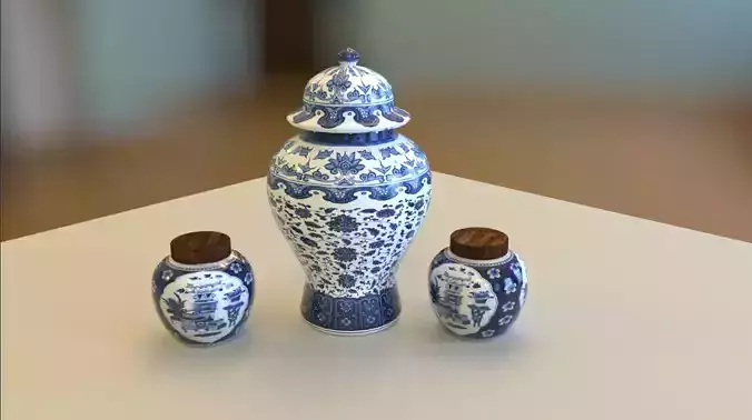 Chinese 18 century Qing period Jiangjun Guan and Ginger jar