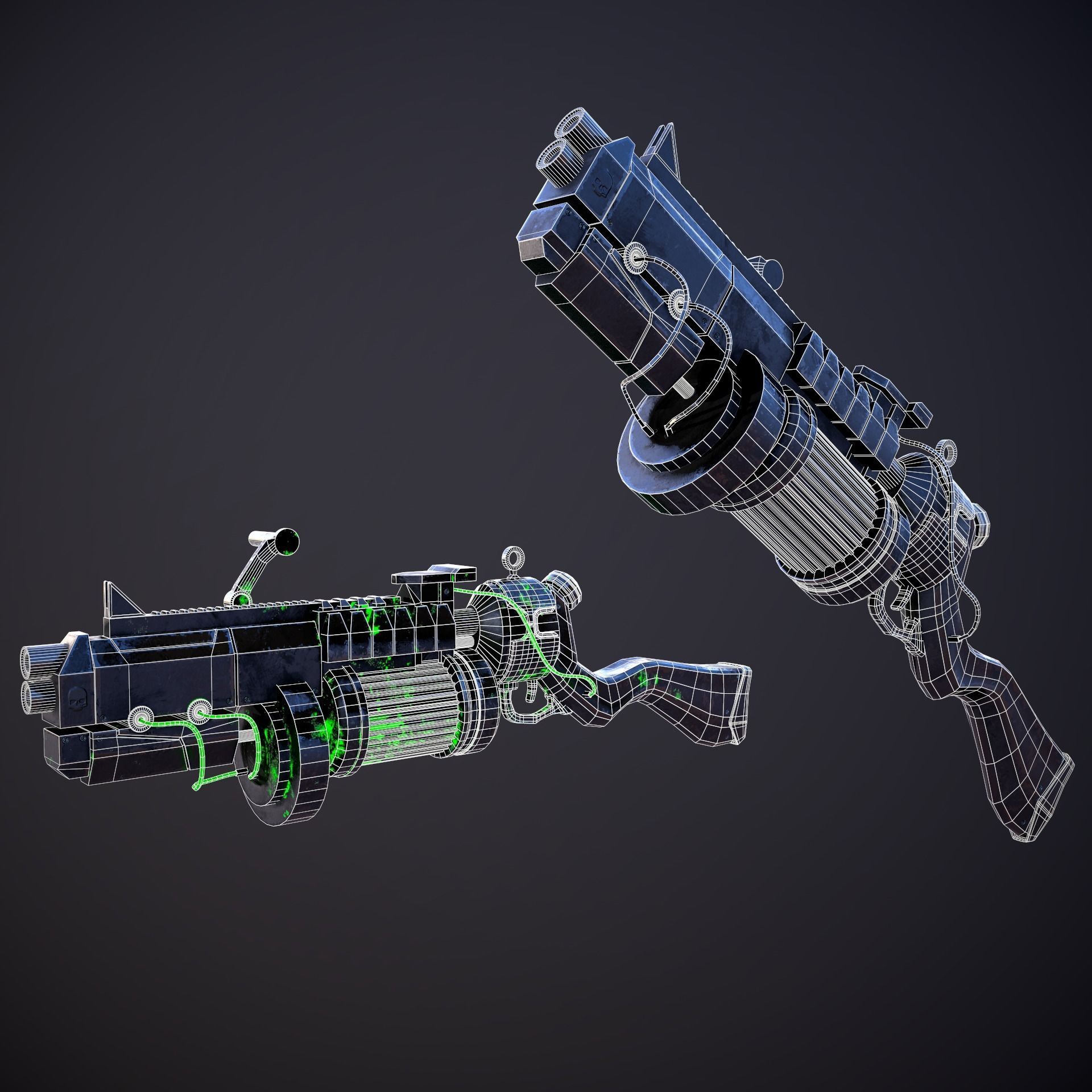 Sci-Fi Shotgun Low-poly 3D model_16