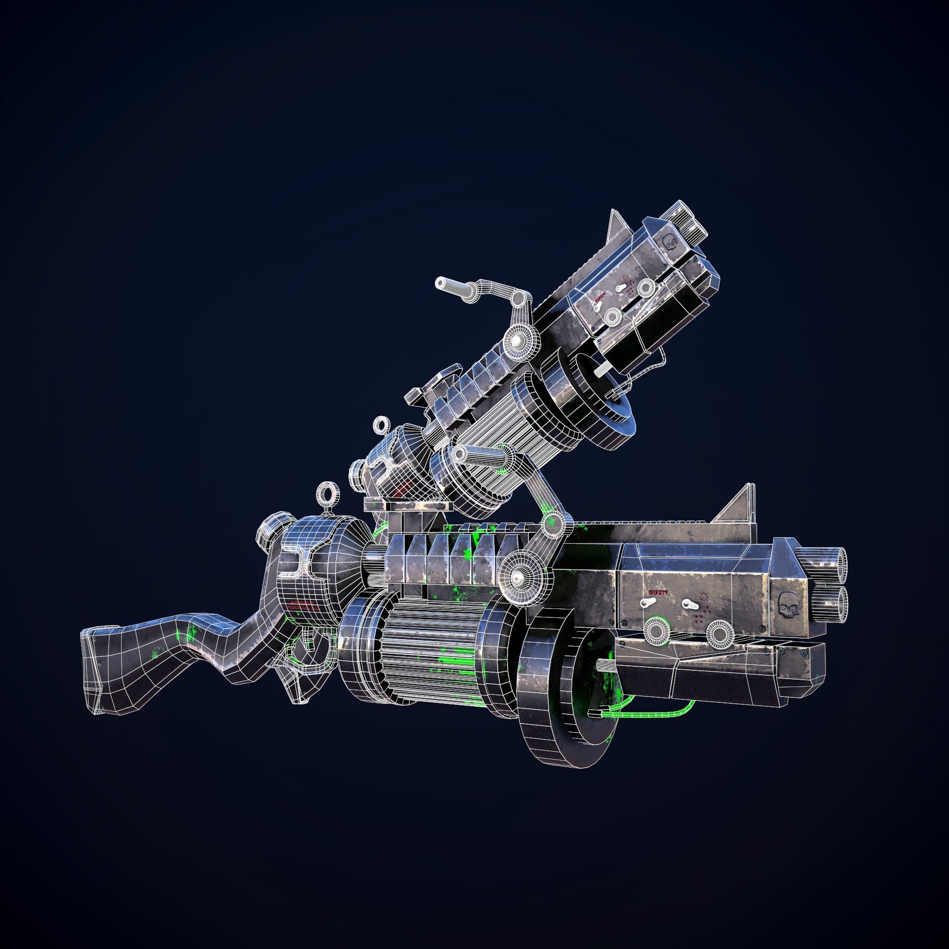 Sci-Fi Shotgun Low-poly 3D model_15