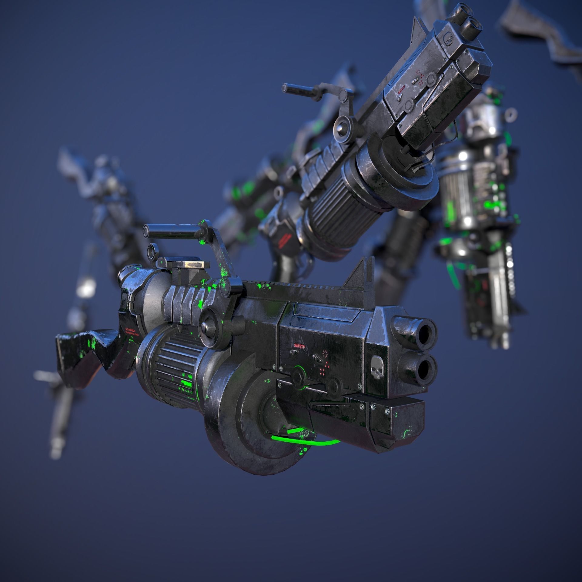 Sci-Fi Shotgun Low-poly 3D model_2