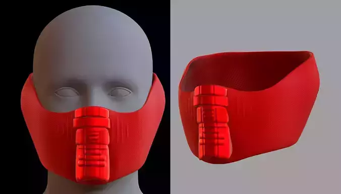 Gas mask helmet 3d model scifi Low-poly 