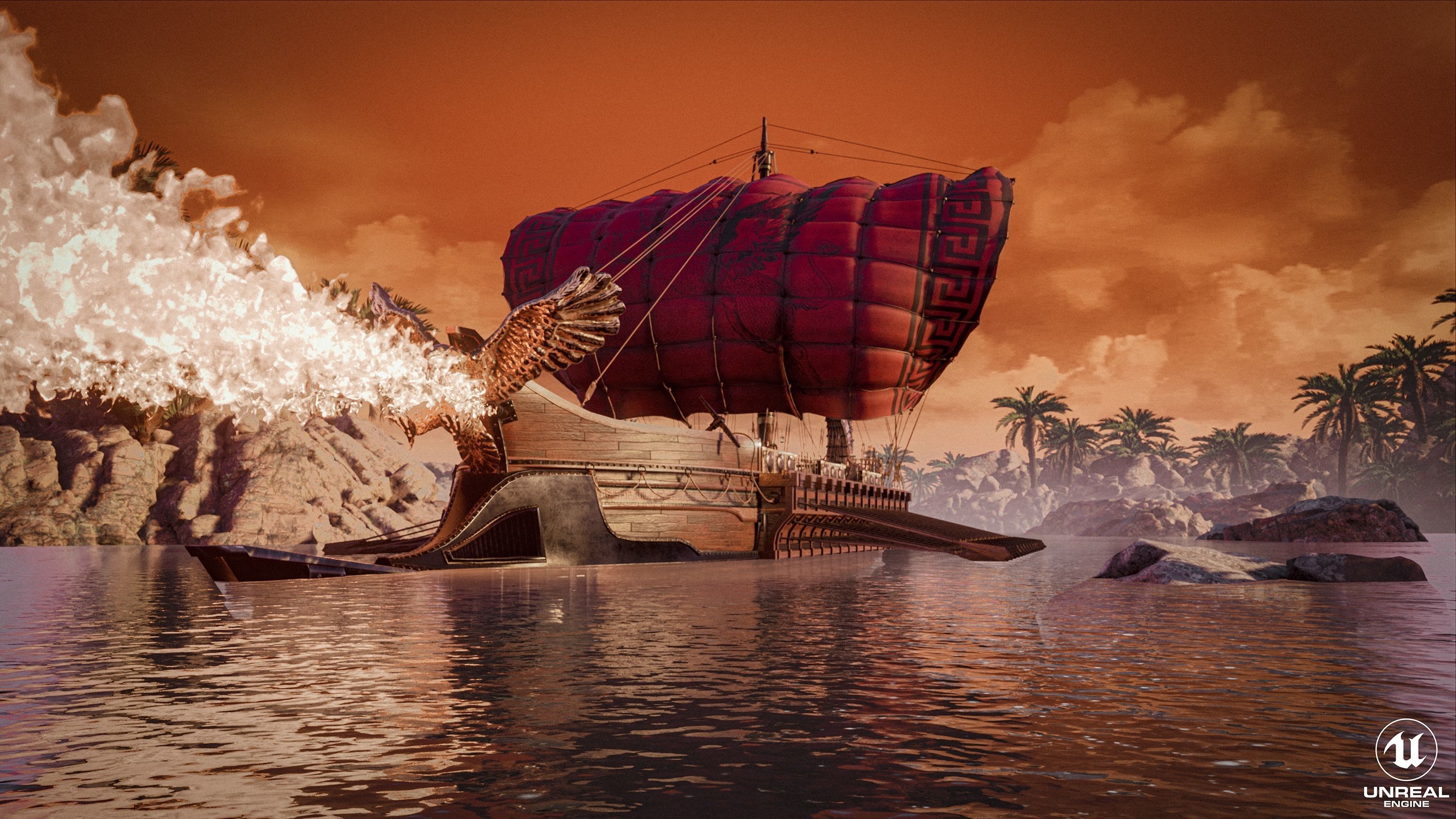 High Quality Antique Trireme Ship  with interior  Low-poly 3D model_2