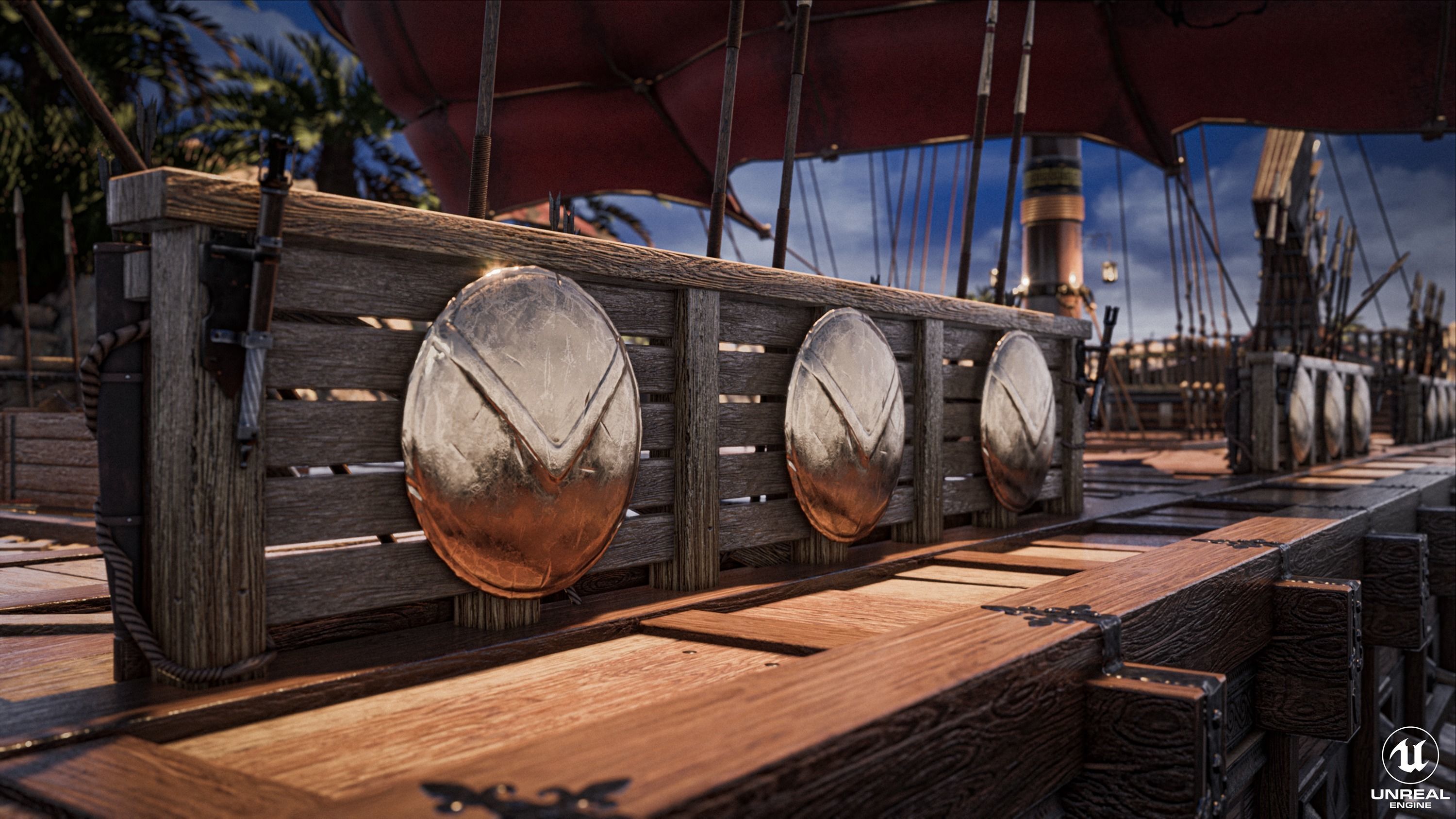 High Quality Antique Trireme Ship  with interior  Low-poly 3D model_7