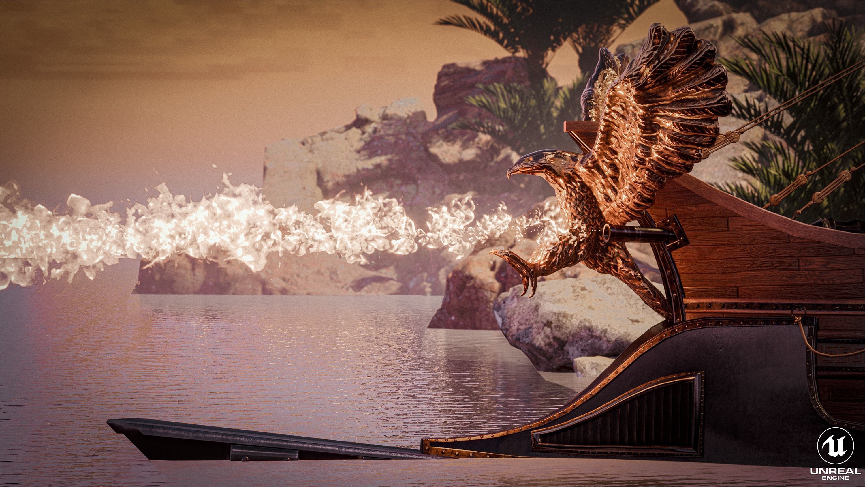 High Quality Antique Trireme Ship  with interior  Low-poly 3D model_19