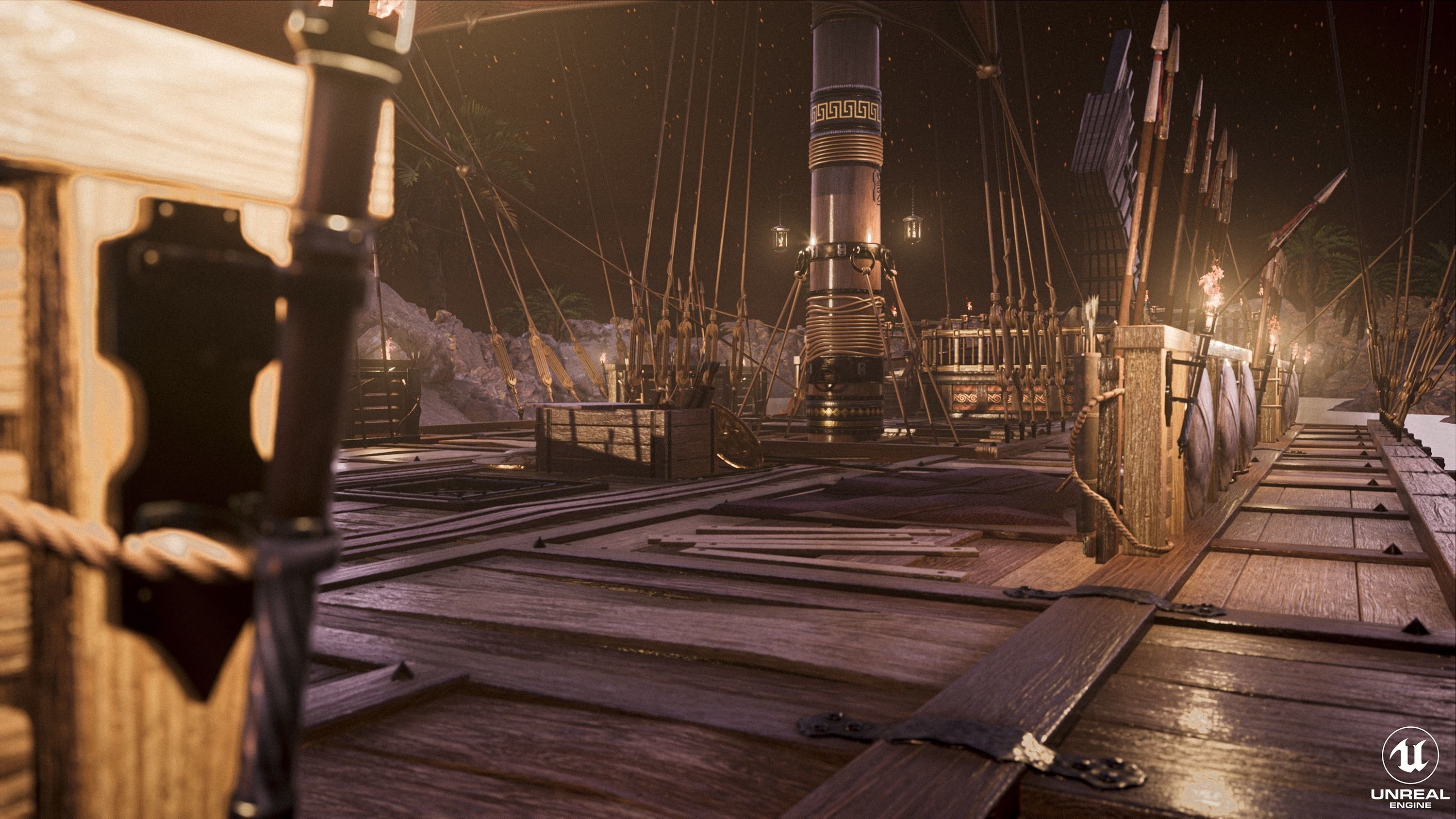 High Quality Antique Trireme Ship  with interior  Low-poly 3D model_27