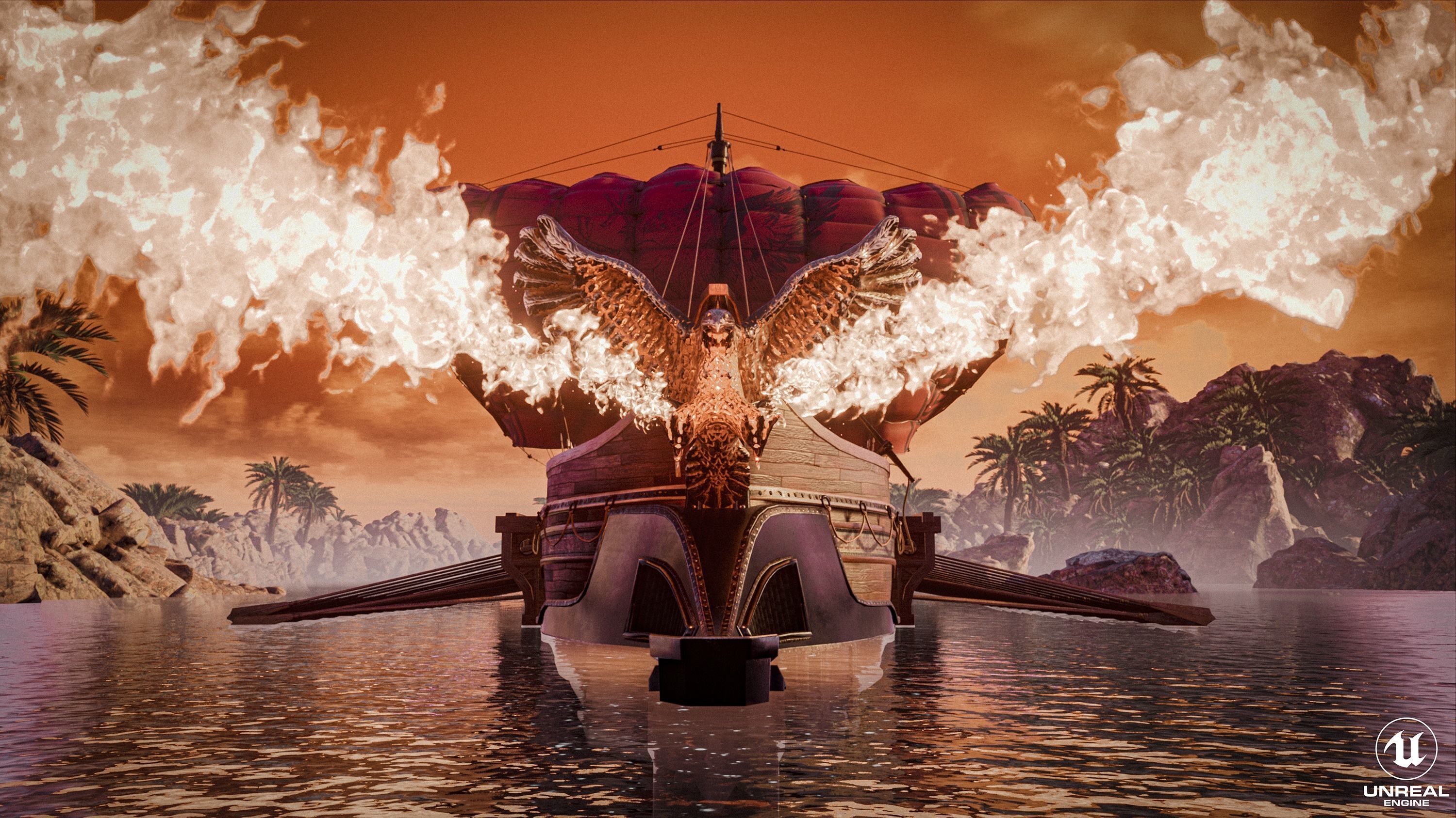 High Quality Antique Trireme Ship  with interior  Low-poly 3D model_23